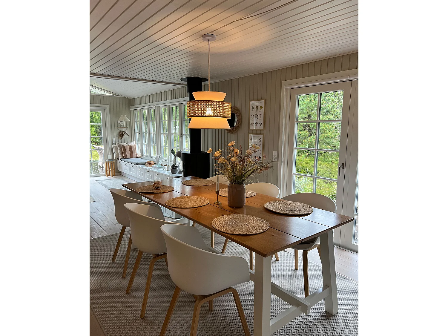 Lampe suspension LUYANO Rotin Beige