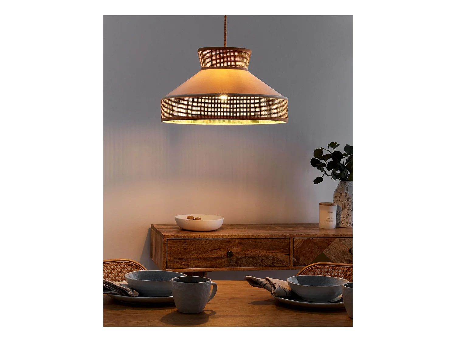 Lámpara colgante BATALI Ratán Beige