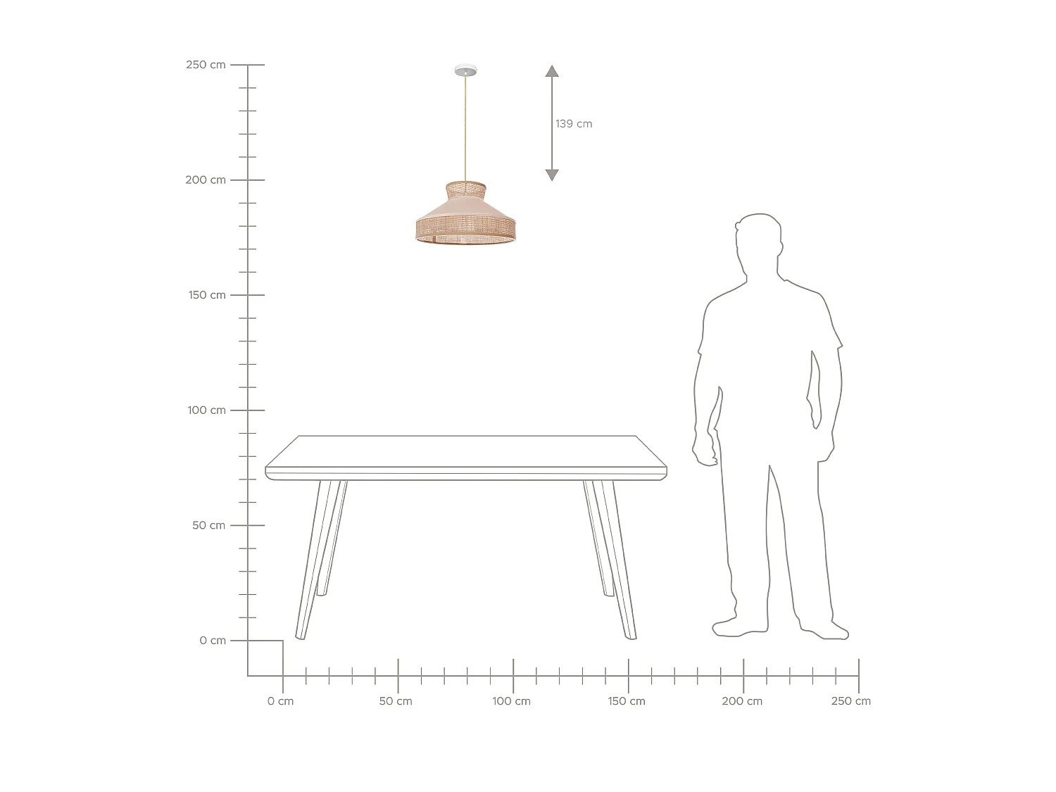 Lampe suspension BATALI Rotin Beige