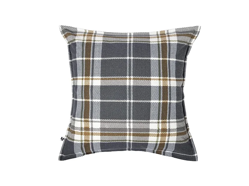 Taie d'oreiller flanelle imprimé à carreaux 63x63 cm bleu