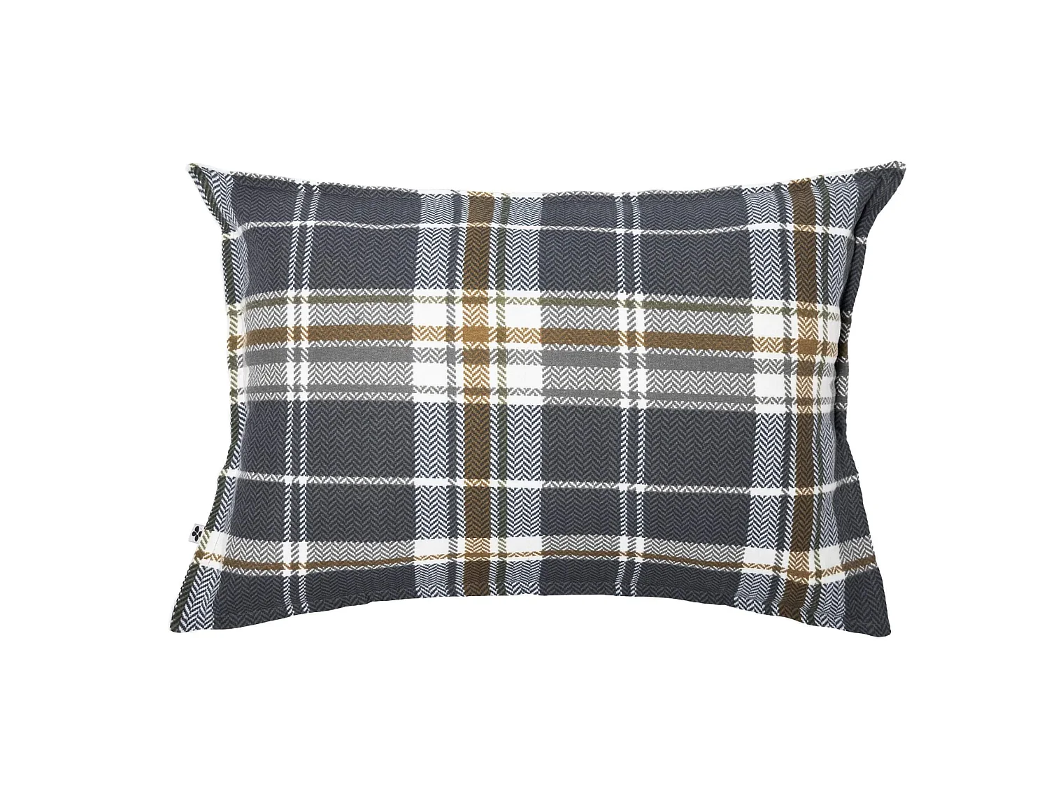 Taie d'oreiller flanelle imprimé à carreaux 63x63 cm bleu