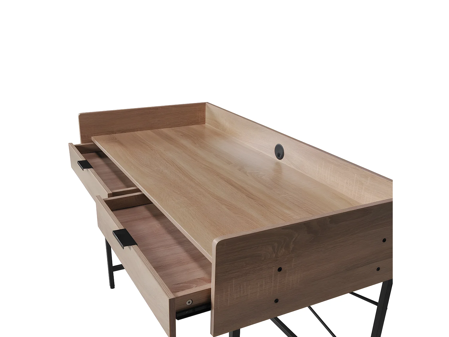 Bureau CAMPUS 123x54cm / Décor Chêne blanchi et métal noir