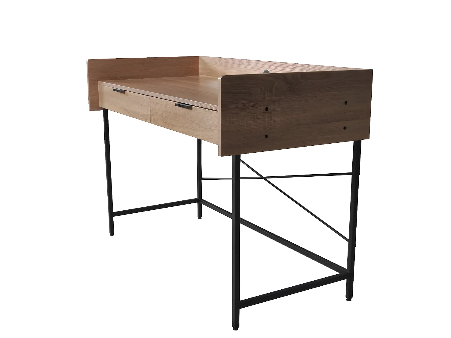 Bureau CAMPUS 123x54cm / Décor Chêne blanchi et métal noir