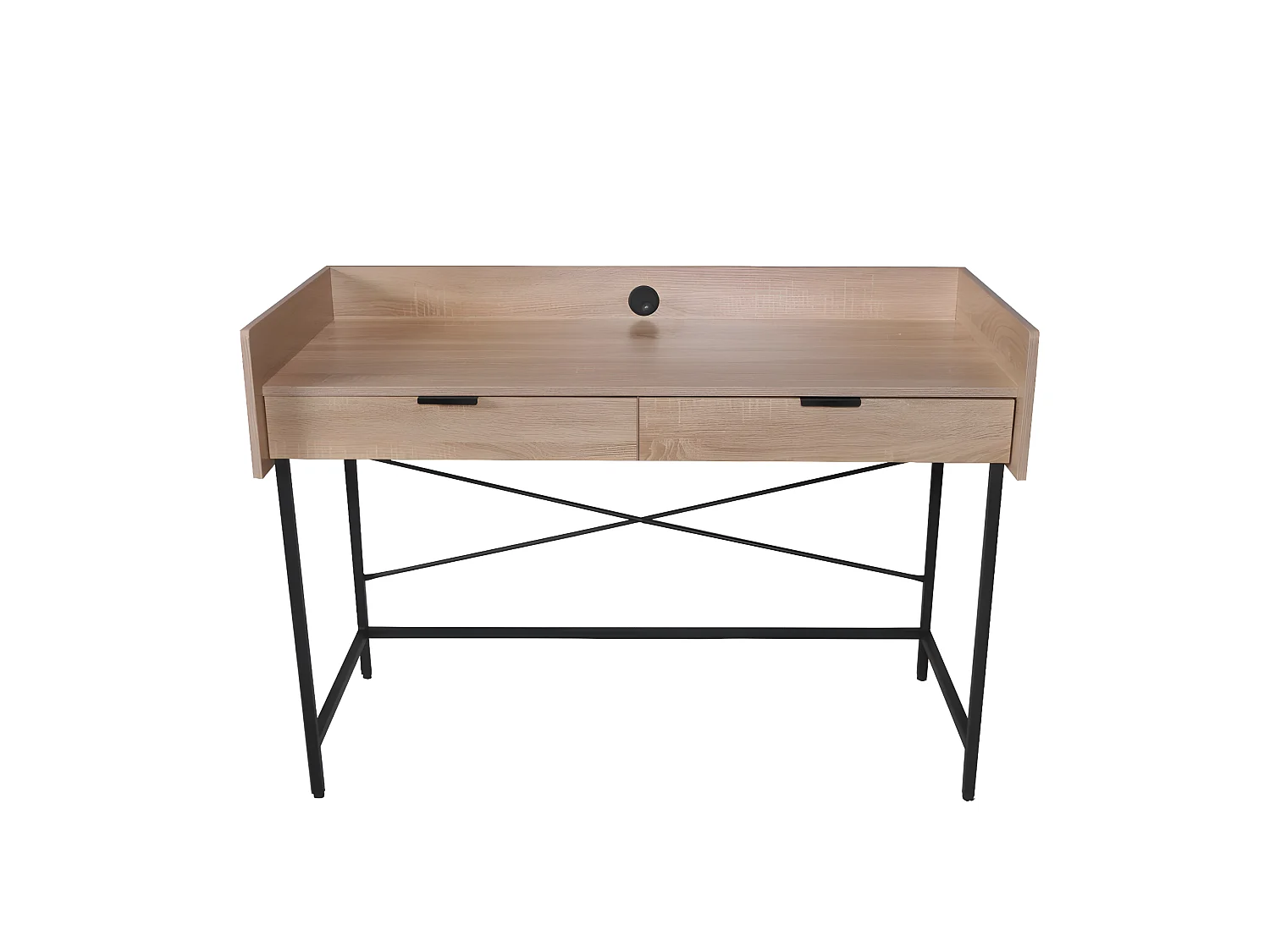 Bureau CAMPUS 123x54cm / Décor Chêne blanchi et métal noir