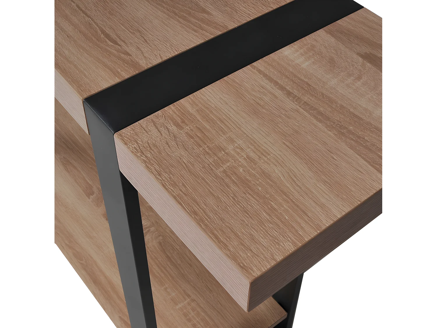 Console SINTRA 120X30 cm / Décor Chêne blanchi et métal noir