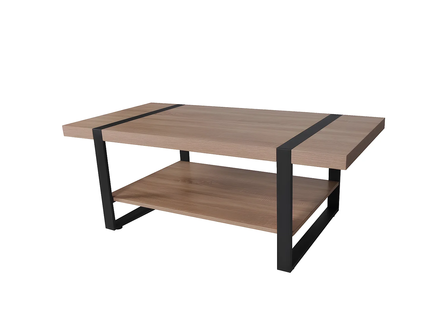 Table basse SINTRA 120x60cm / décor Chêne blanchi et métal noir