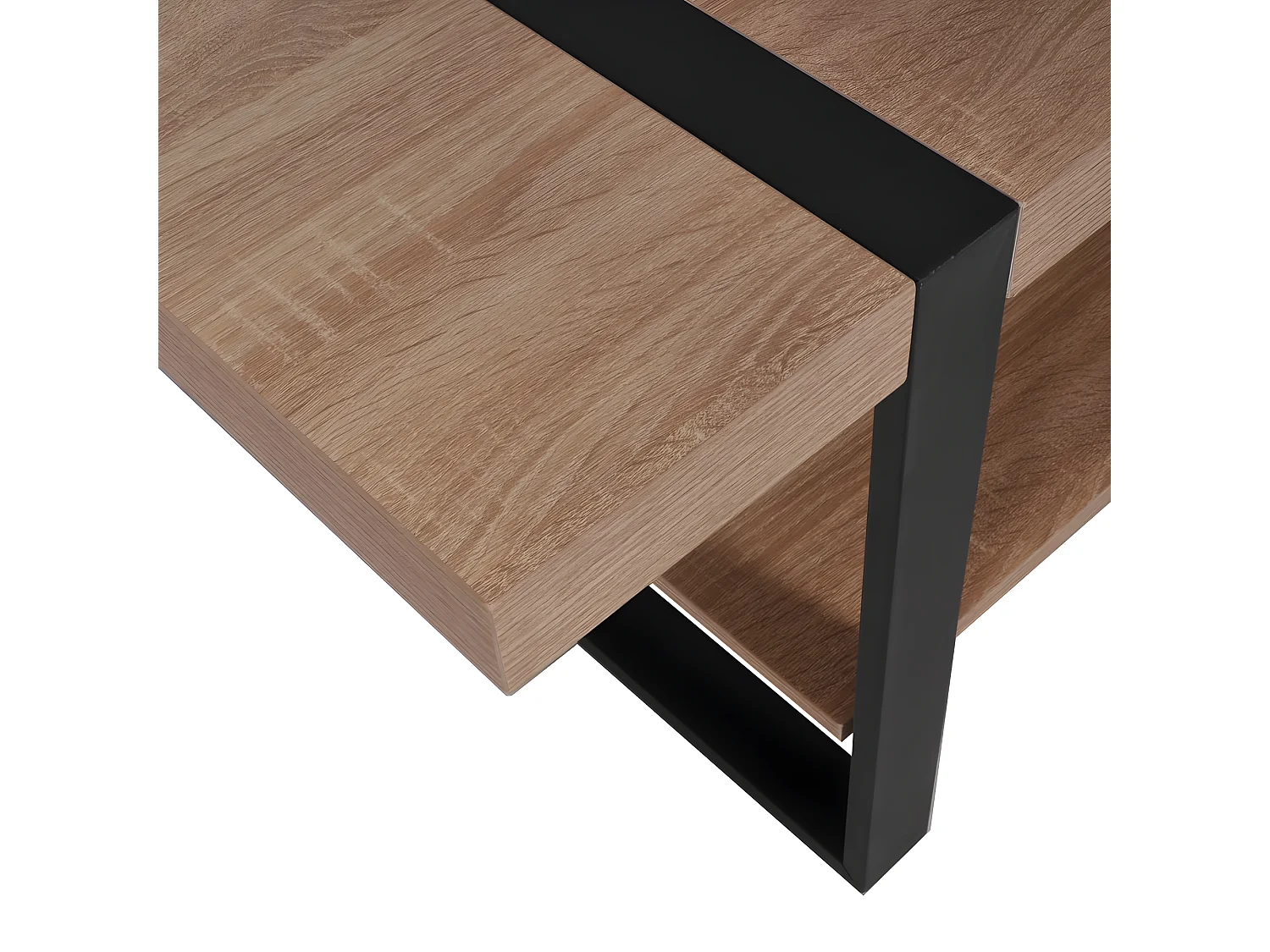 Table basse SINTRA 120x60cm / décor Chêne blanchi et métal noir