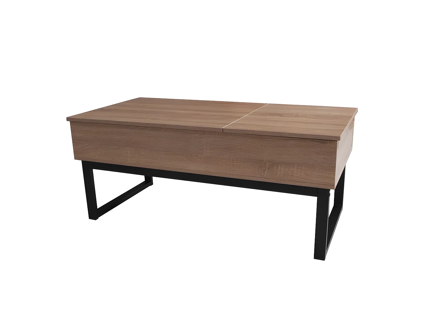 Table basse plateau relevable FLOWER 110x55cm / Décor Chêne blanchi et métal noir