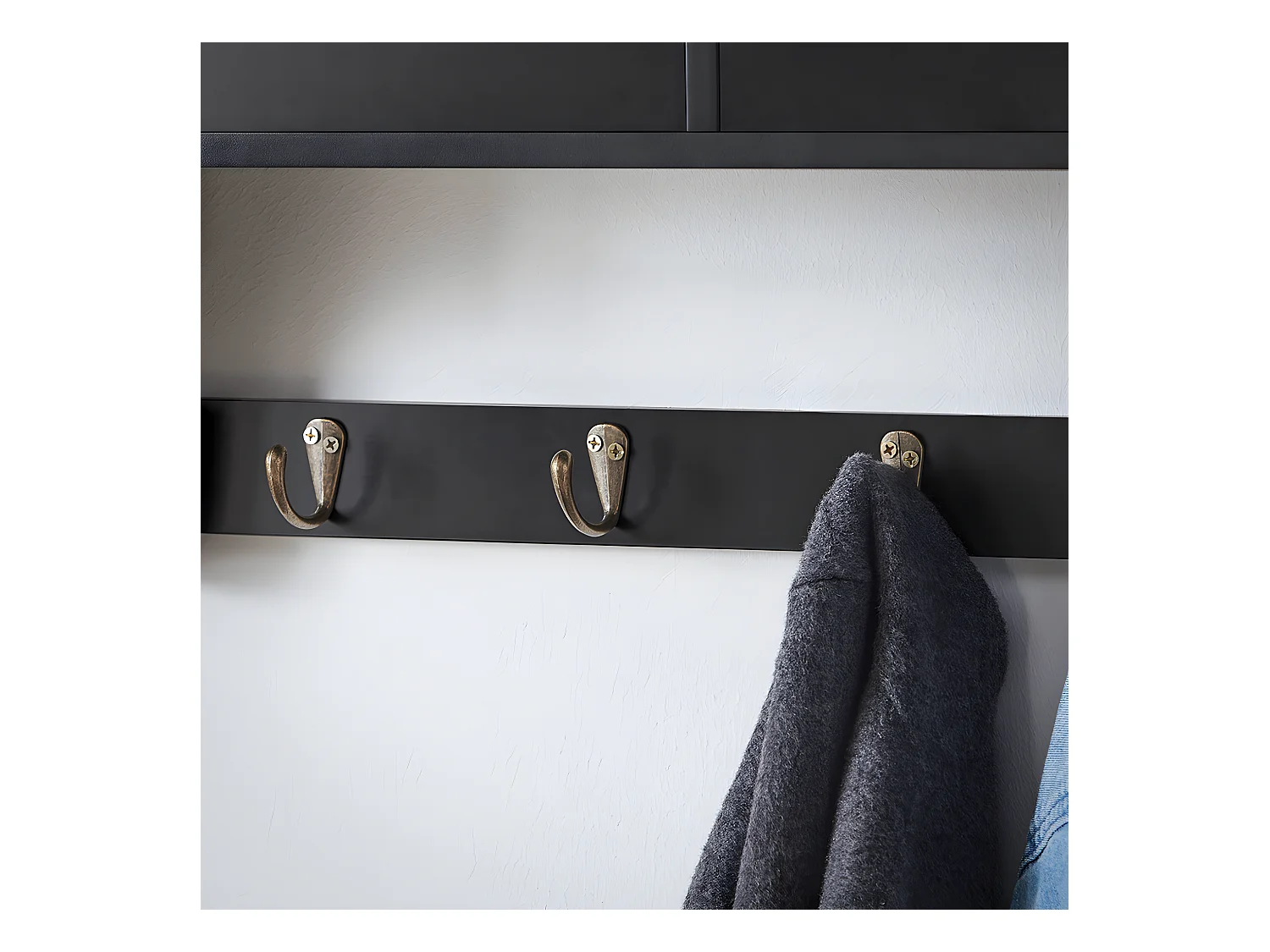 SoBuy Porte Manteau Mural, Meuble Entrée, Porte-Manteaux, Étagère Murale, Porte-vêtements avec 2 Tiroirs et 5 Crochets, 60x15x27 cm, Noir, FRG178-SCH