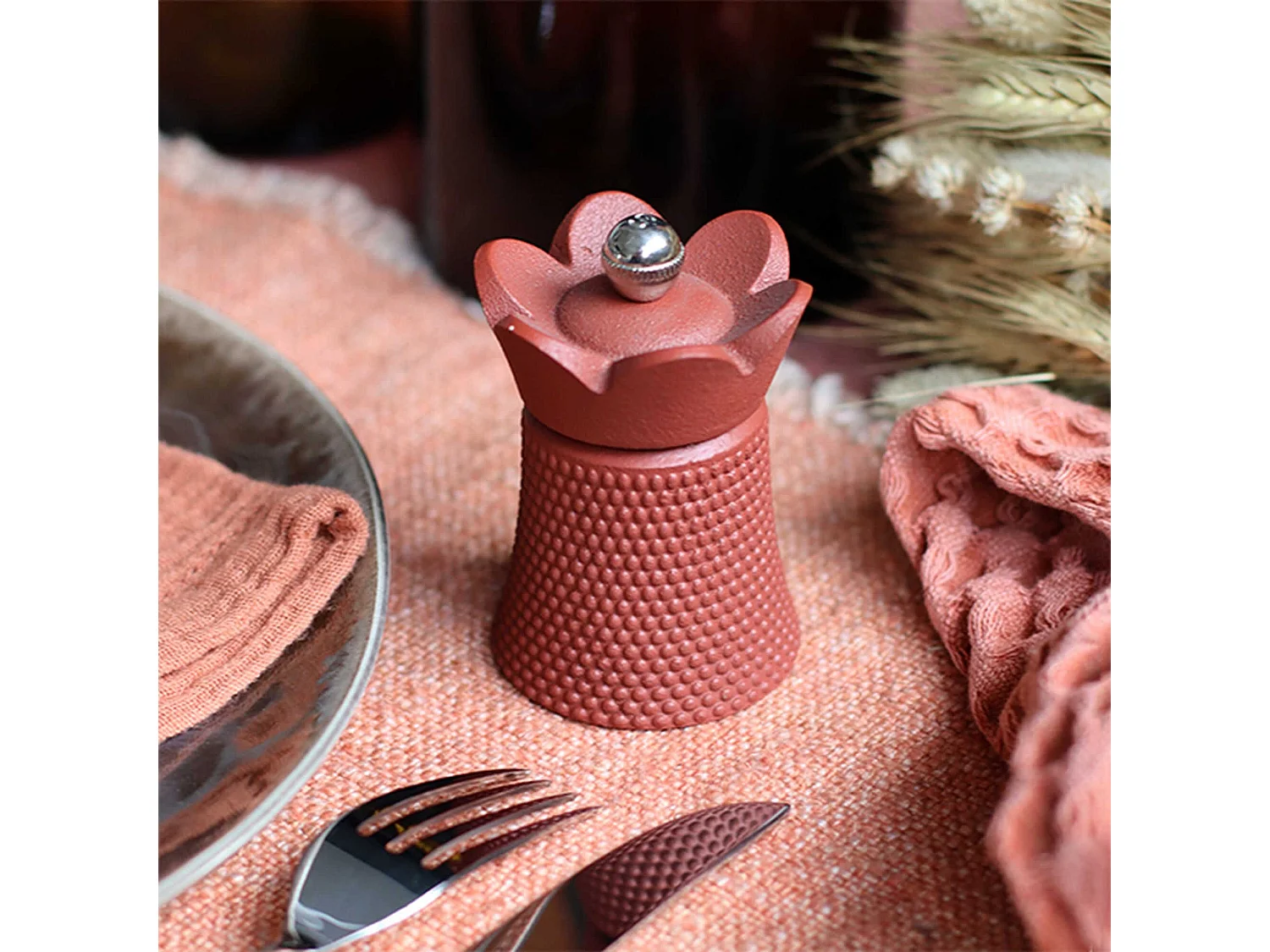 Ogo Living - Moulin A Poivre Et Sel H8cm En Fonte Et Acier Paprika Hawai