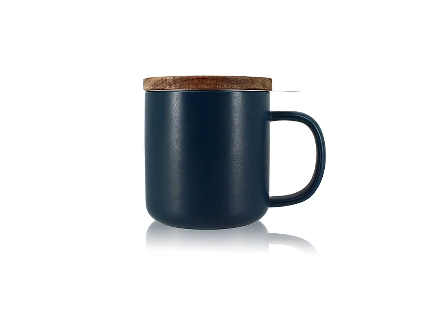 Ogo Living - Tisaniere Juliet 300ml En Gres Bleu Avec Couvercle Bois D'acacia