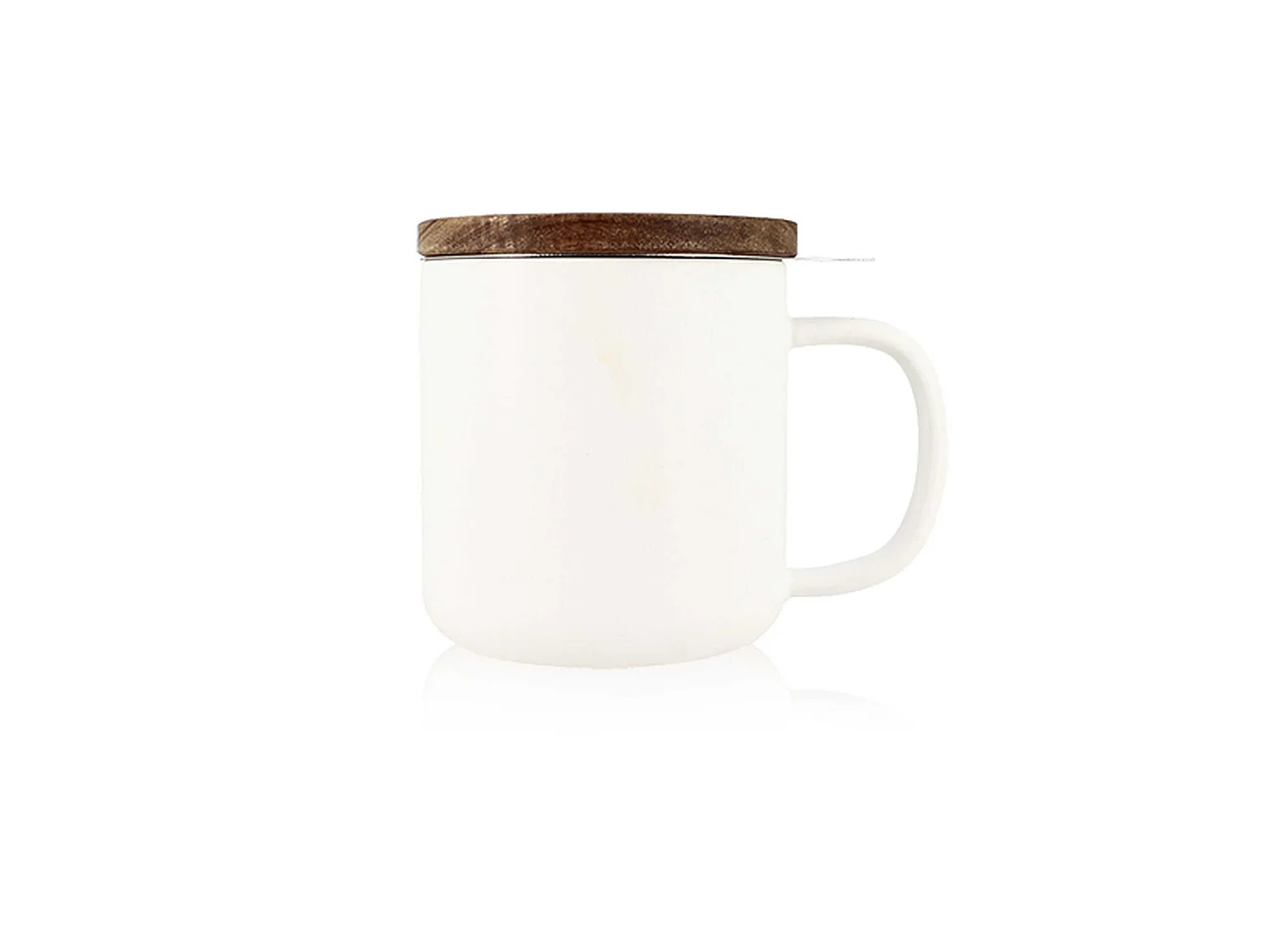 Ogo Living - Tisaniere Juliet 300ml En Gres Blanc Avec Couvercle Bois D'acacia