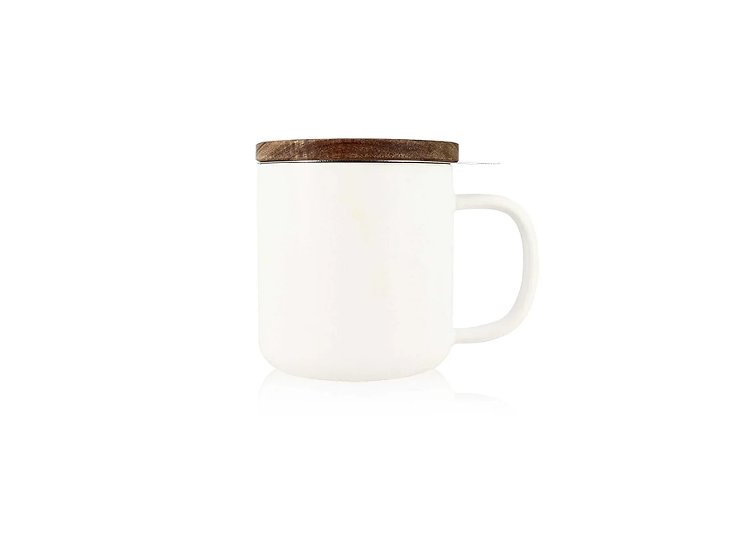 Ogo Living - Tisaniere Juliet 300ml En Gres Blanc Avec Couvercle Bois D'acacia