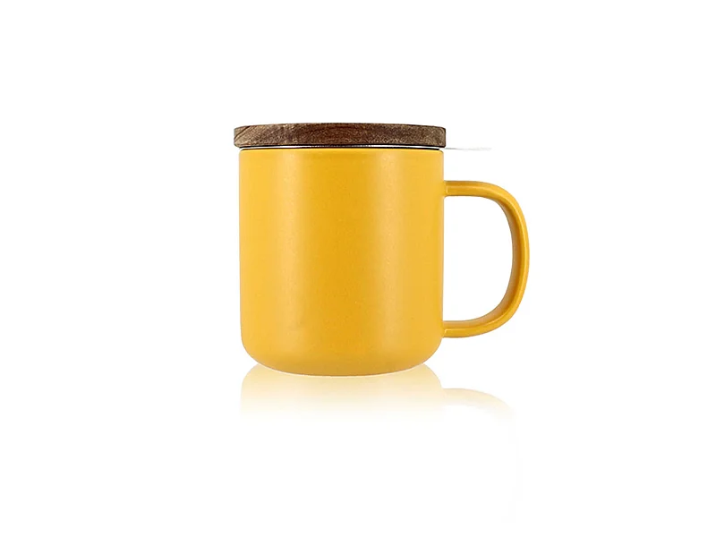 Ogo Living - Tisaniere Juliet 300ml En Gres Jaune Avec Couvercle Bois D'acacia