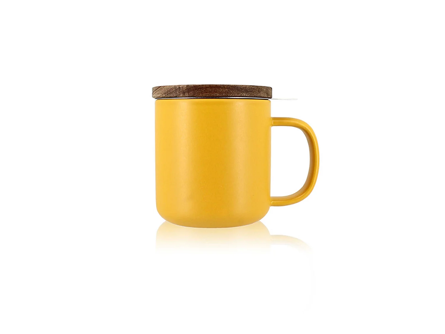 Ogo Living - Tisaniere Juliet 300ml En Gres Jaune Avec Couvercle Bois D'acacia