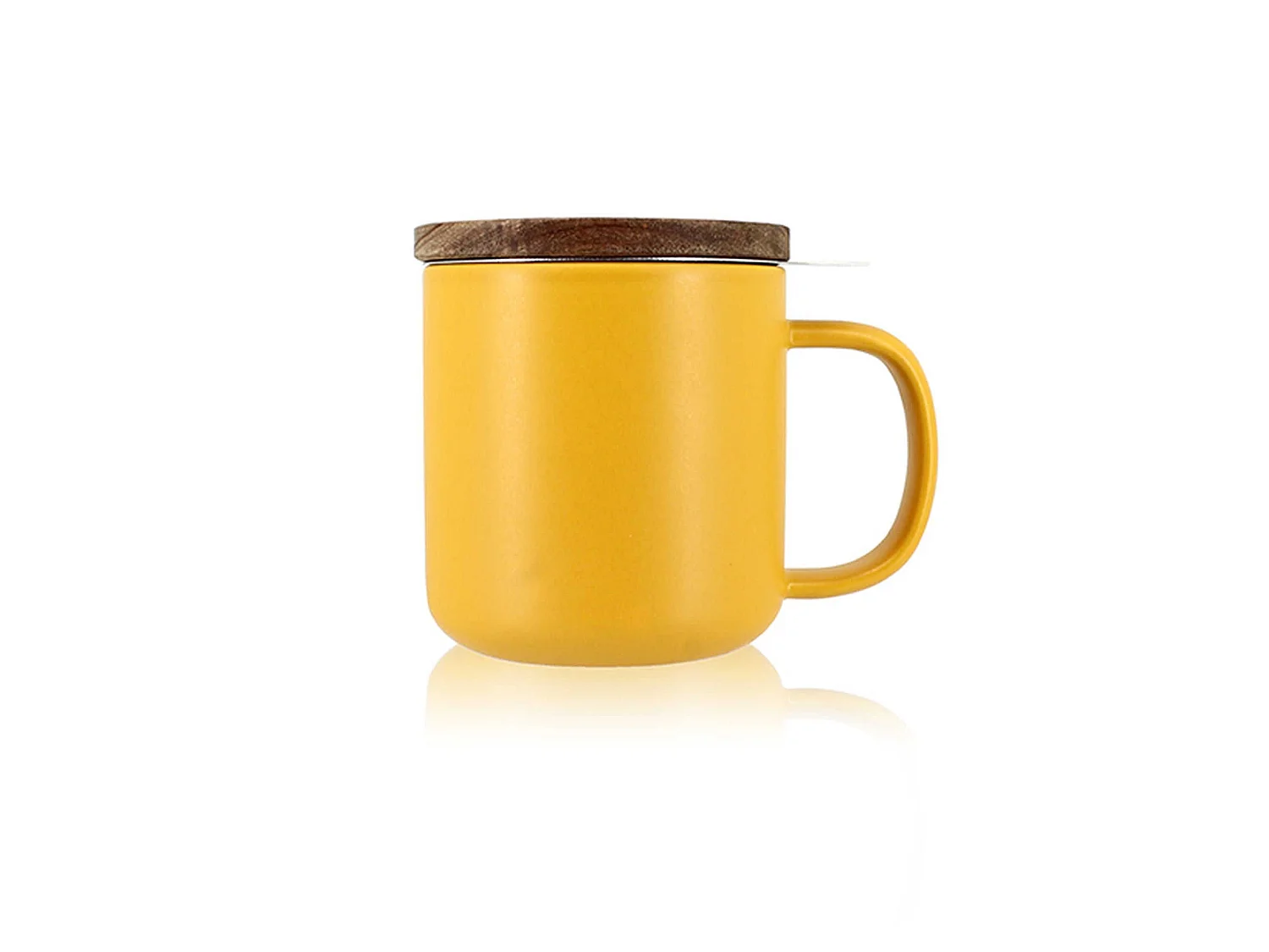 Ogo Living - Tisaniere Juliet 300ml En Gres Jaune Avec Couvercle Bois D'acacia