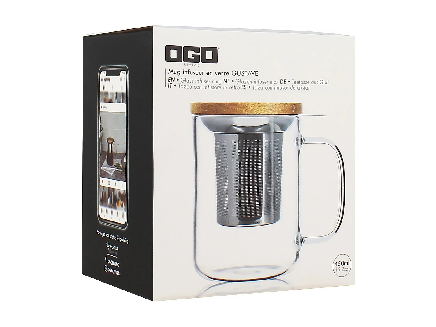 Ogo Living - Tisaniere Gustave En Verre Borosilicate  450 Ml Ogo