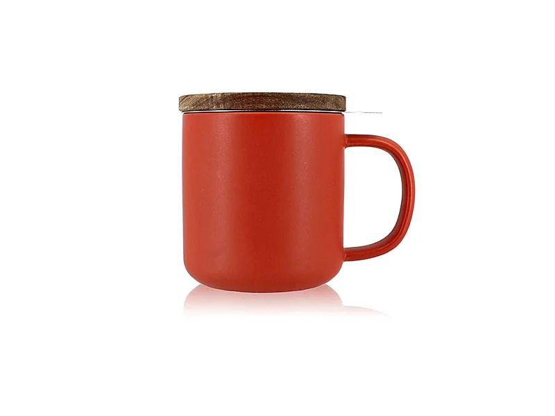 Ogo Living - Tisaniere Juliet 300ml En Gres Paprika Avec Couvercle Bois D'acacia