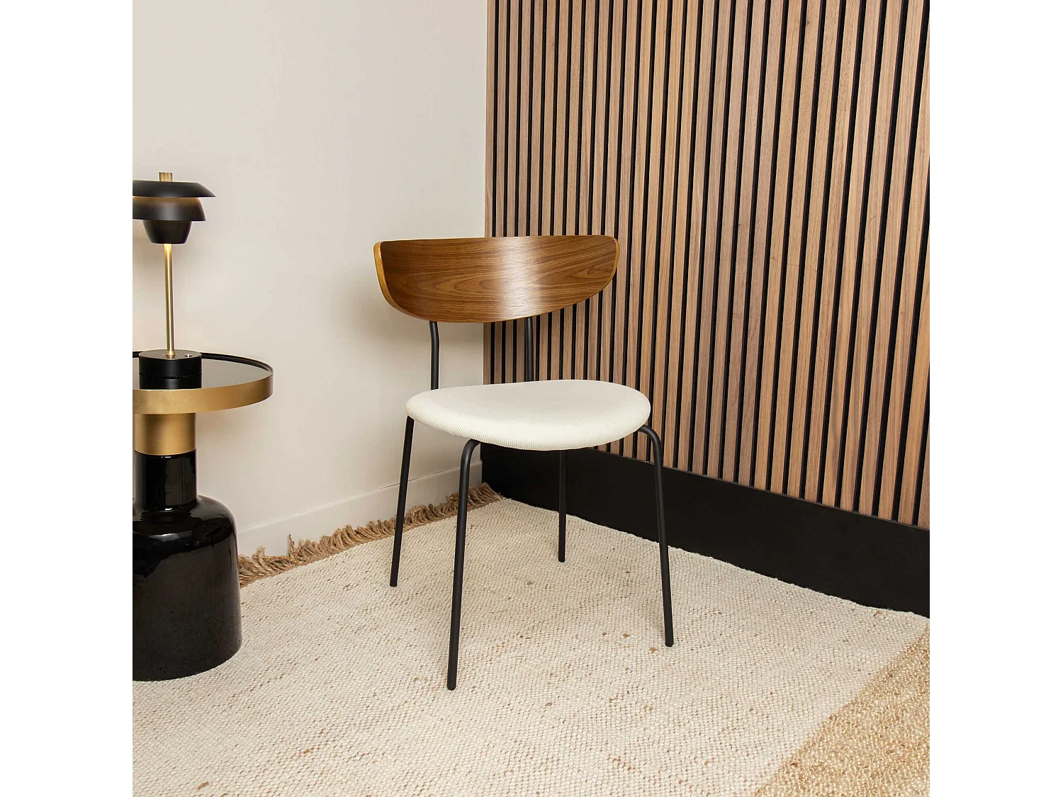 Now's Home - Lot De 2 Chaises En Bois Et Velours Ecru