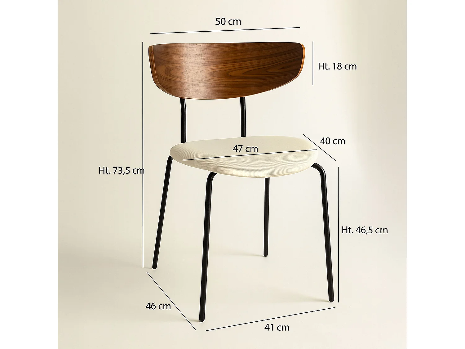 Now's Home - Lot De 2 Chaises En Bois Et Velours écru
