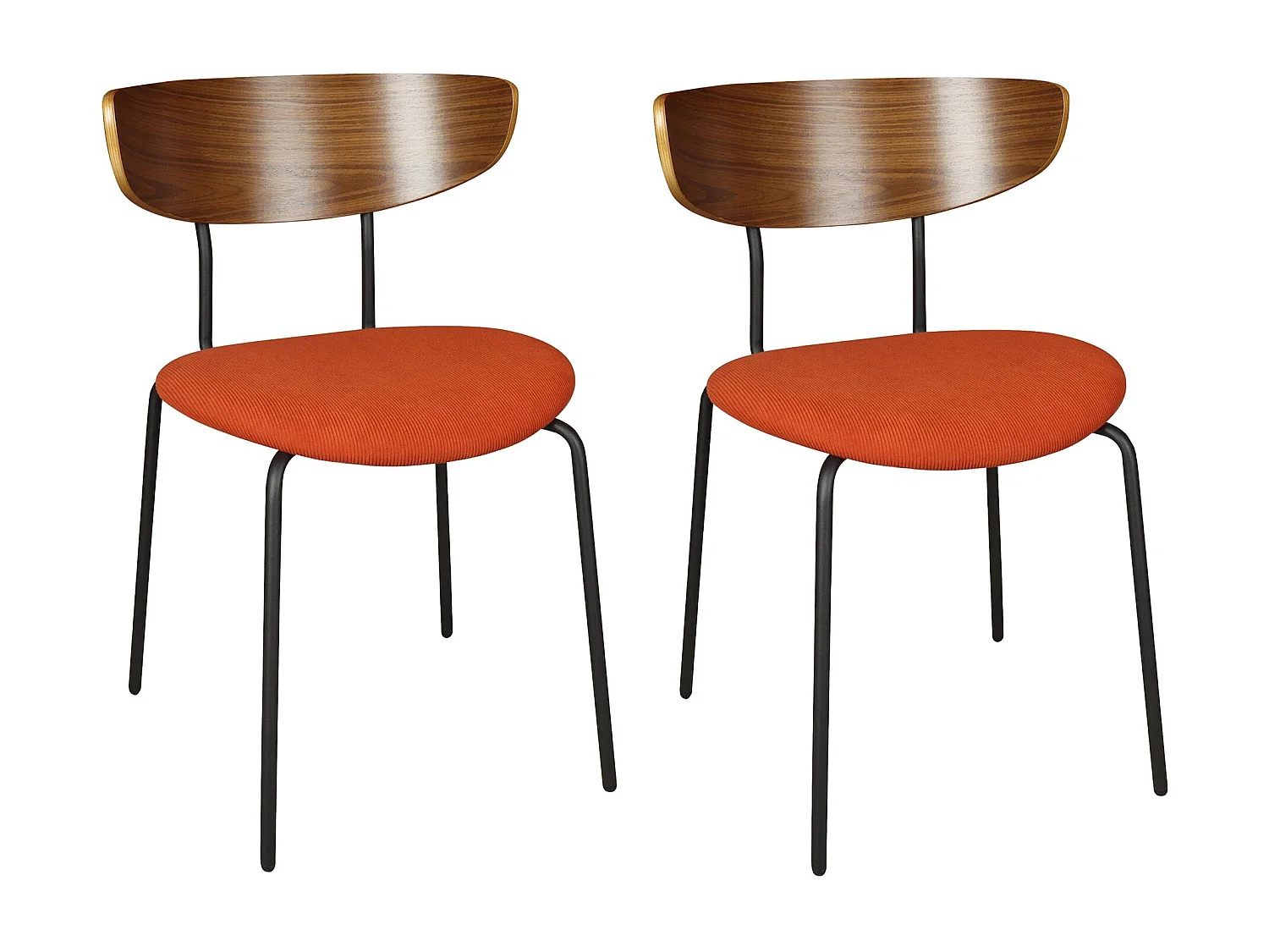 Now's Home - Lot De 2 Chaises En Bois Et Velours Terracotta