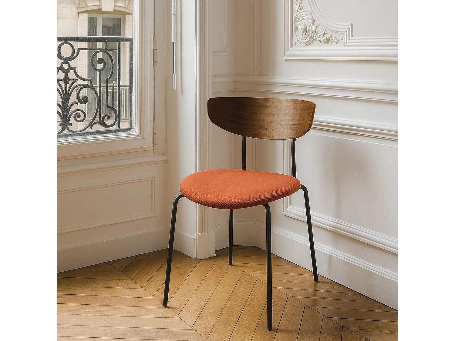 Now's Home - Lot De 2 Chaises En Bois Et Velours Terracotta