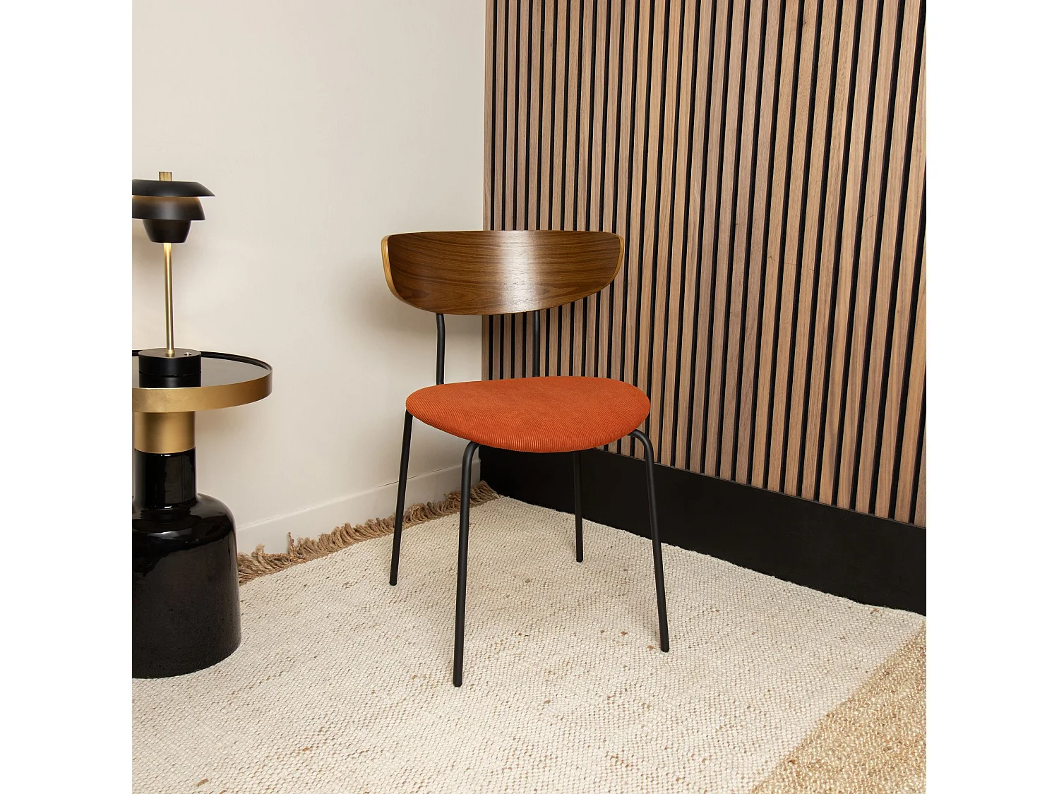 Now's Home - Lot De 2 Chaises En Bois Et Velours Terracotta