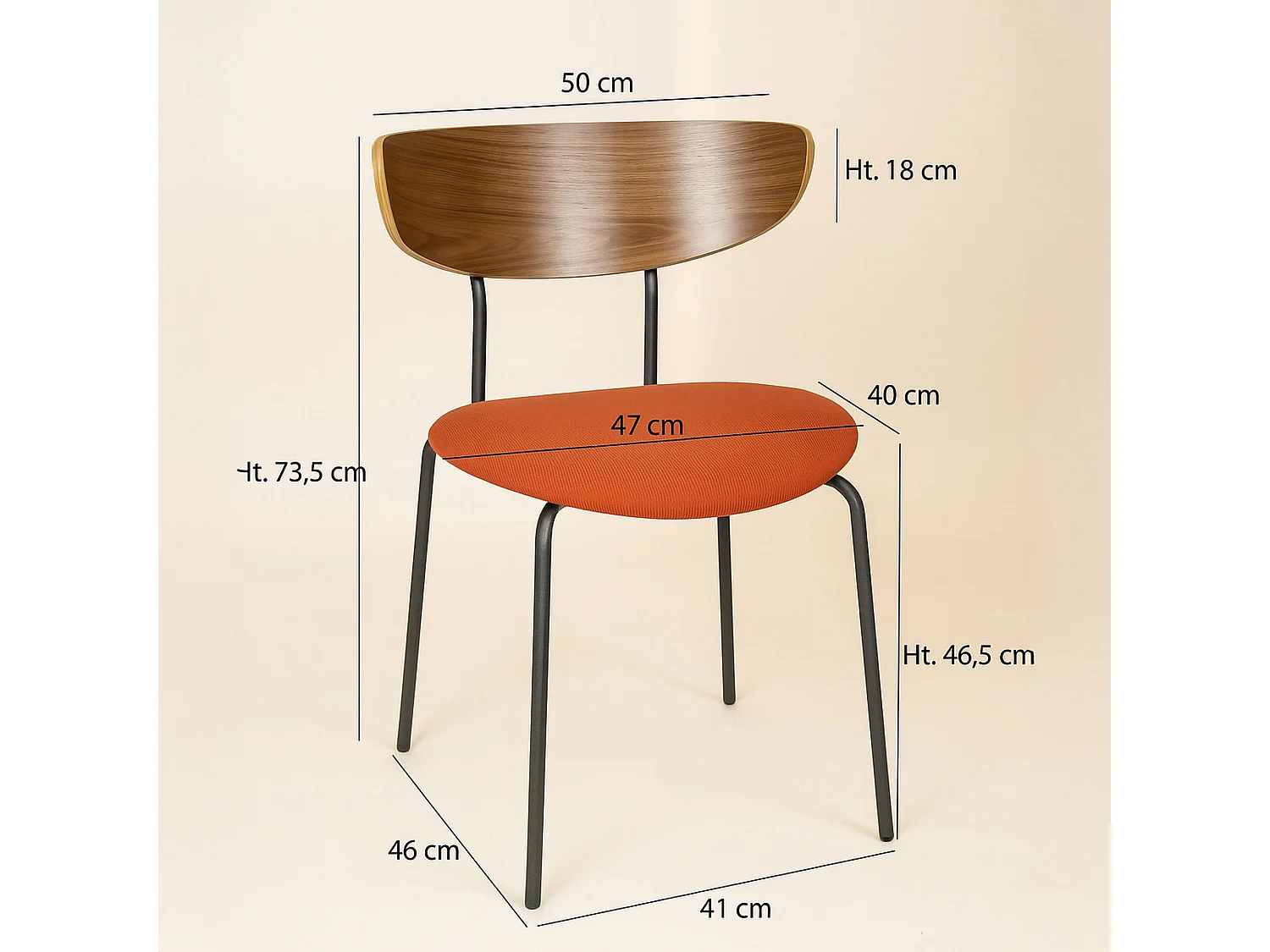 Now's Home - Lot De 2 Chaises En Bois Et Velours Terracotta