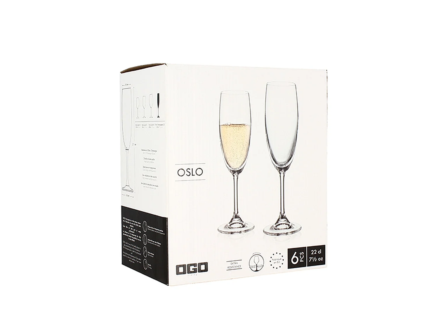 Ogo Living - Boite De 6 Flutes Oslo 20cl En Cristallin