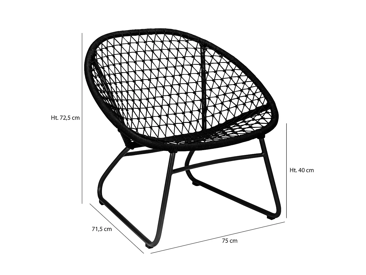 Now's Home - Fauteuil Lounge Exterieur En Polypropylene Et Pieds En Metal Noir