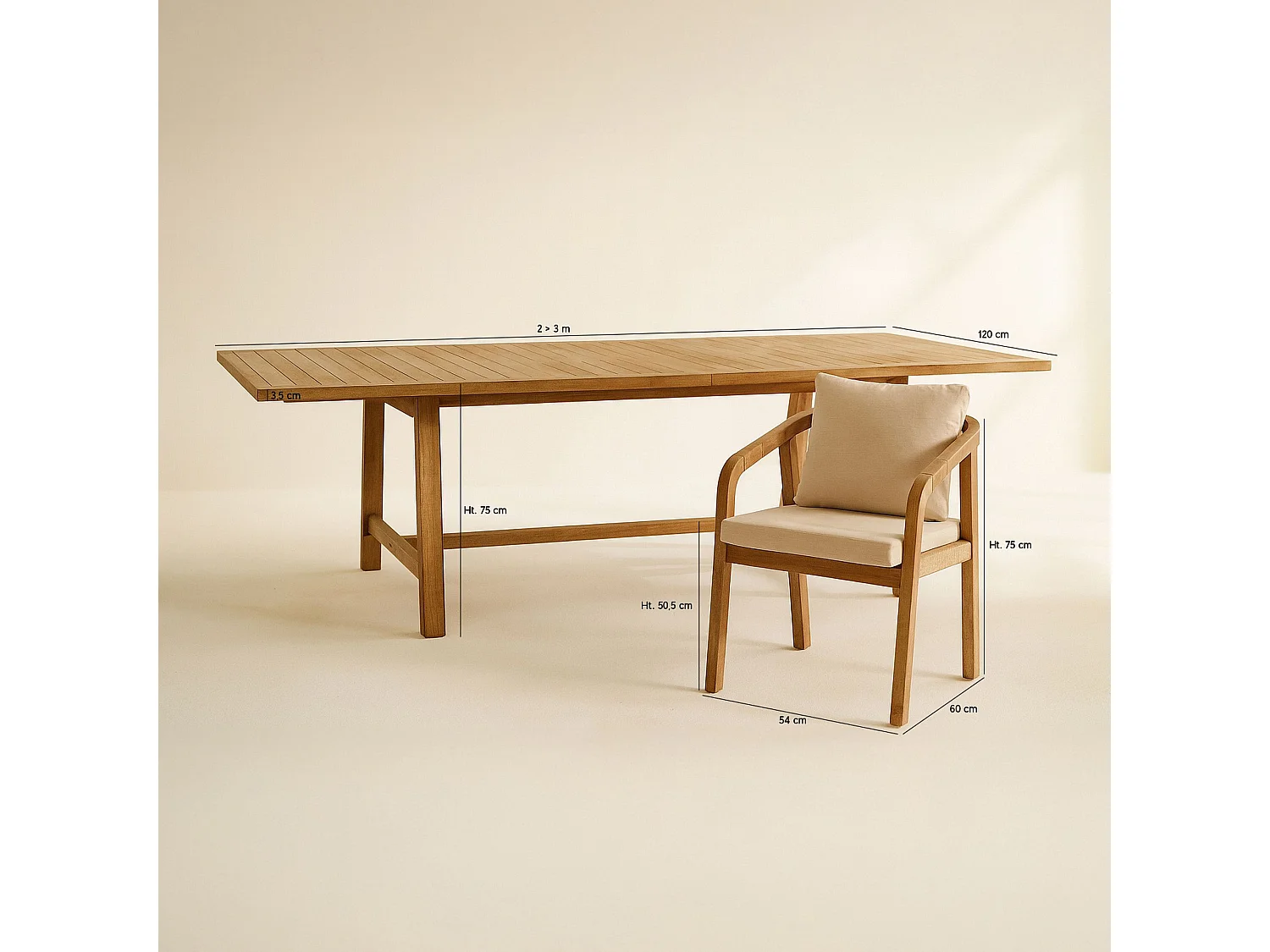 Now's Home - Ensemble De Jardin Table Extensible En Bois D'acacia 10 Places