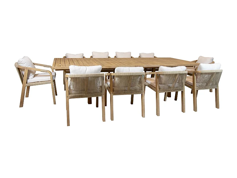 Now's Home - Ensemble De Jardin Table Extensible En Bois D'acacia 10 Places