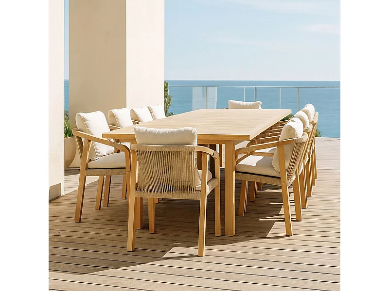 Now's Home - Ensemble De Jardin Table Extensible En Bois D'acacia 10 Places
