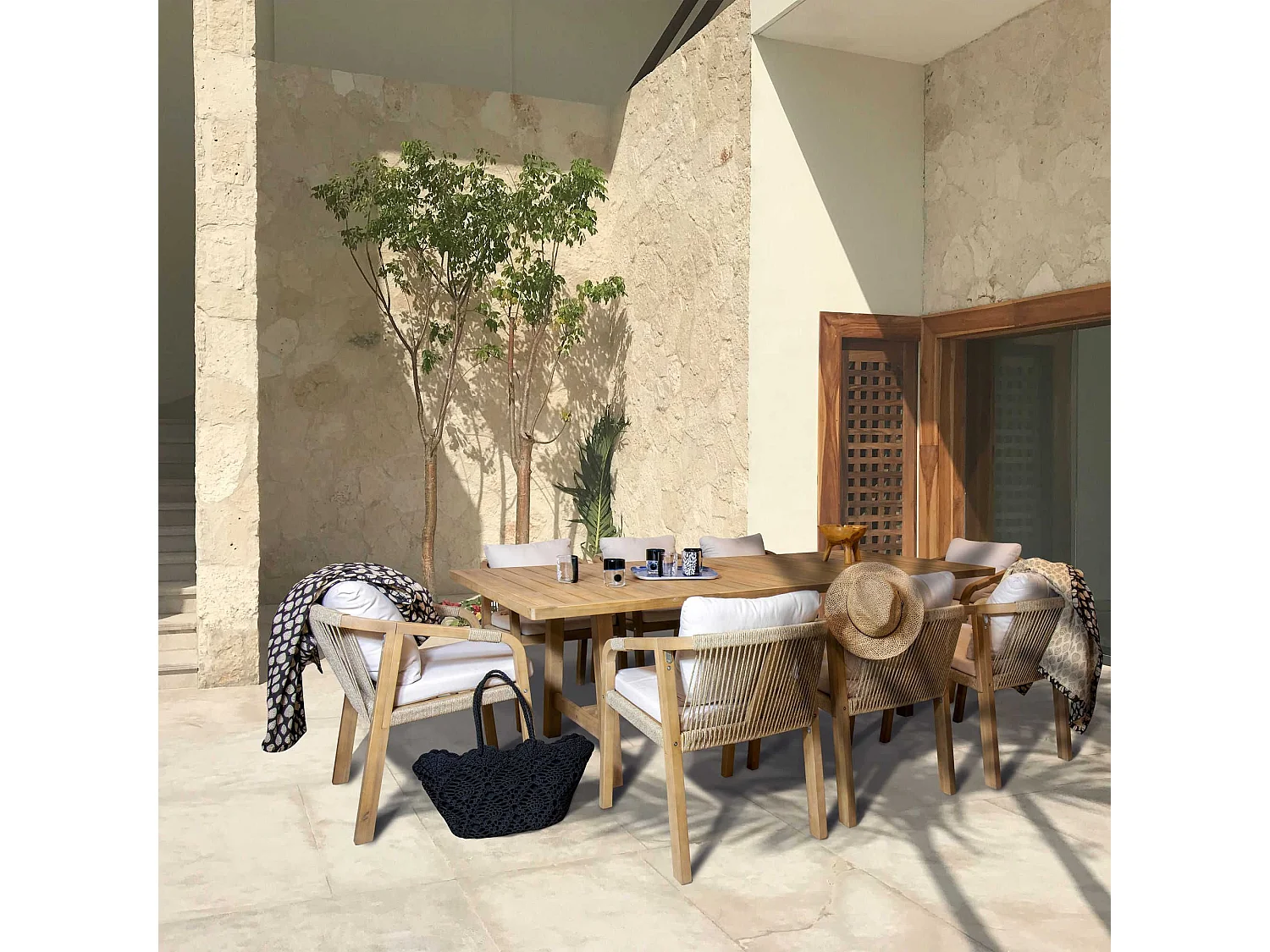 Now's Home - Ensemble De Jardin Table En Bois D'acacia 8 Places