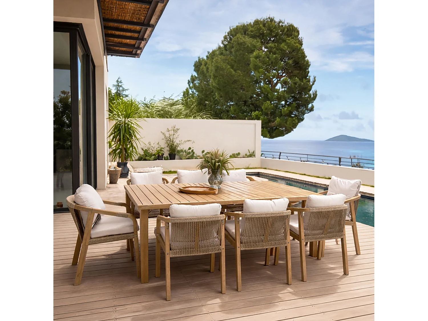 Now's Home - Ensemble De Jardin Table En Bois D'acacia 8 Places