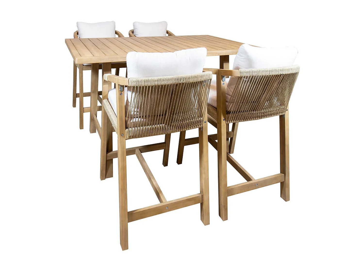 Now's Home - Ensemble De Bar Avec Table Haute Et Chaises En Bois D'acacia 4 Places