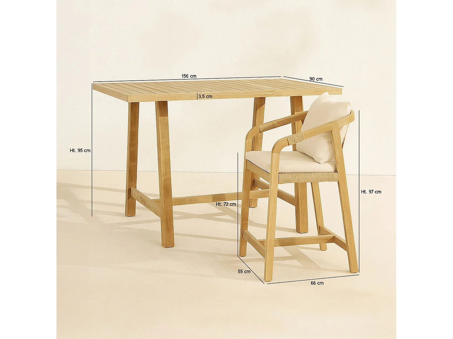 Now's Home - Ensemble De Bar Avec Table Haute Et Chaises En Bois D'acacia 4 Places