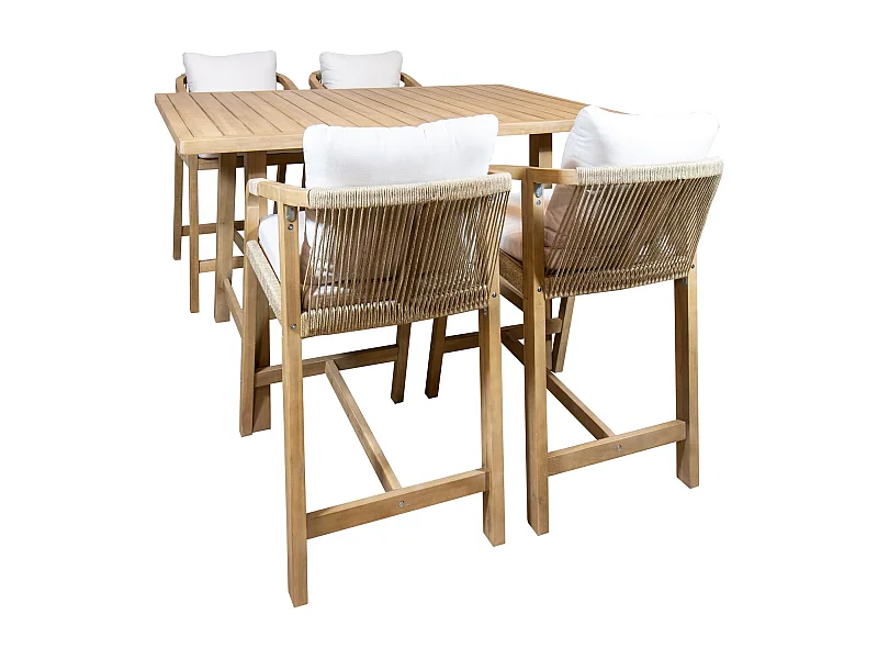 Now's Home - Ensemble De Bar Avec Table Haute Et Chaises En Bois D'acacia 4 Places