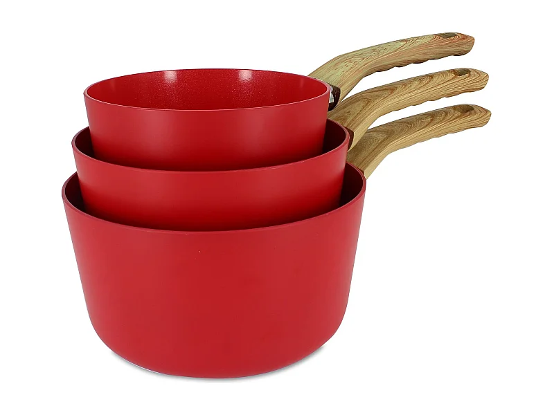 Menastyl - Set De 3 Casseroles Colorama Magenta - Casserole 16/18 Et 20 Cm - En Aluminium - Revetement Antiadhesif En Ceramique