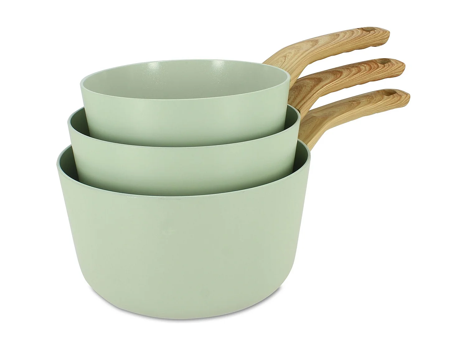 Menastyl - Set De 3 Casseroles Colorama Celadon - Casserole 16/18 Et 20 Cm - En Aluminium - Revetement Antiadhesif En Ceramique