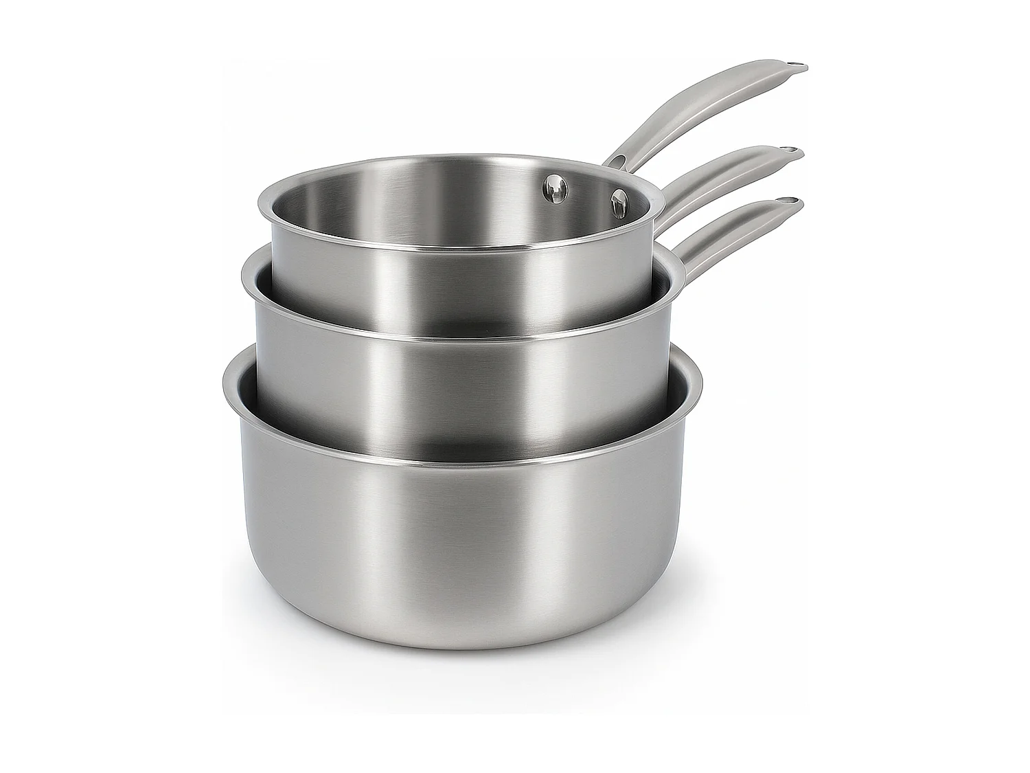 Menastyl - Set 3 Casseroles Triply En Acier Inoxydable Induction 16/18 Et 20cm - Made In France