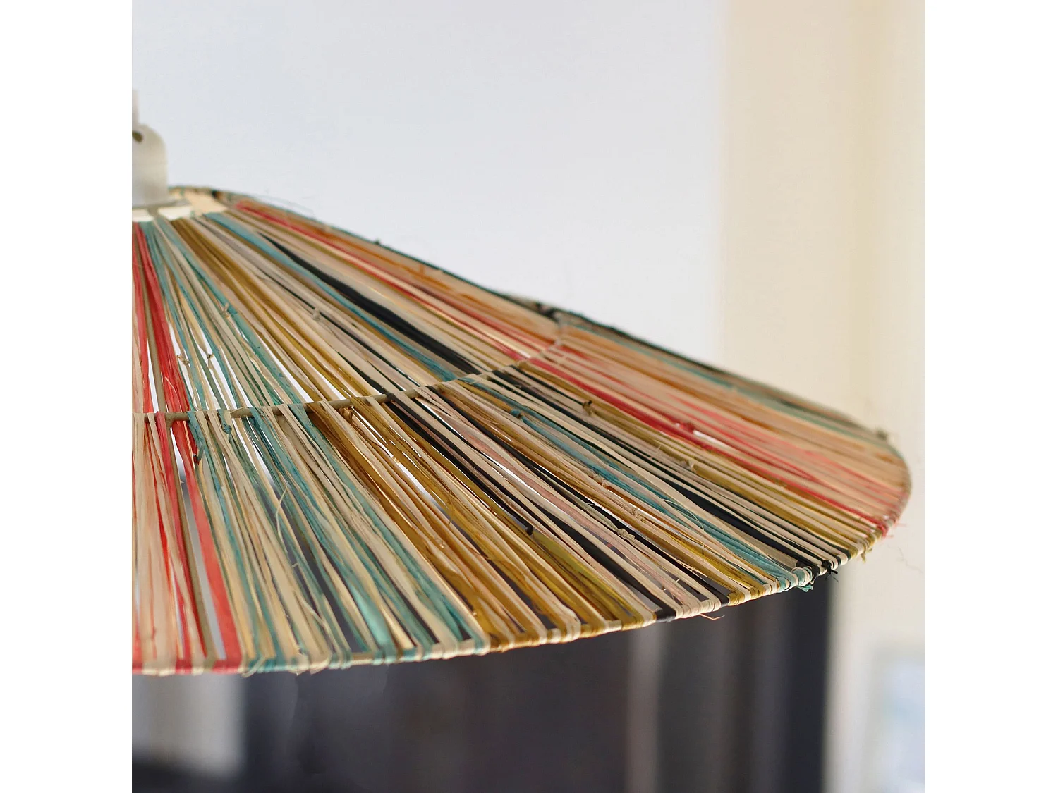 Now's Home - Suspension En Raphia Naturel Colore Fait Main D70x12cm Jolo