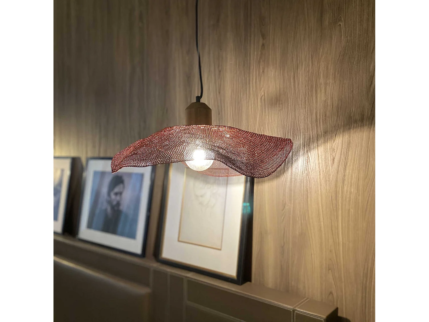 Now's Home - Suspensions En Cuivre Maille Crochetee Main 45 X 45 X 20 Cm Bokota