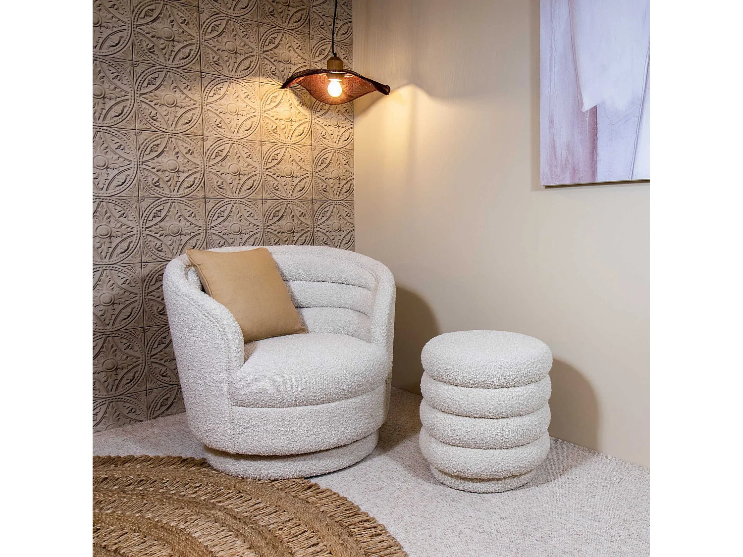 Now's Home - Suspensions En Cuivre Maille Crochetée Main 45 X 45 X 20 Cm Bokota