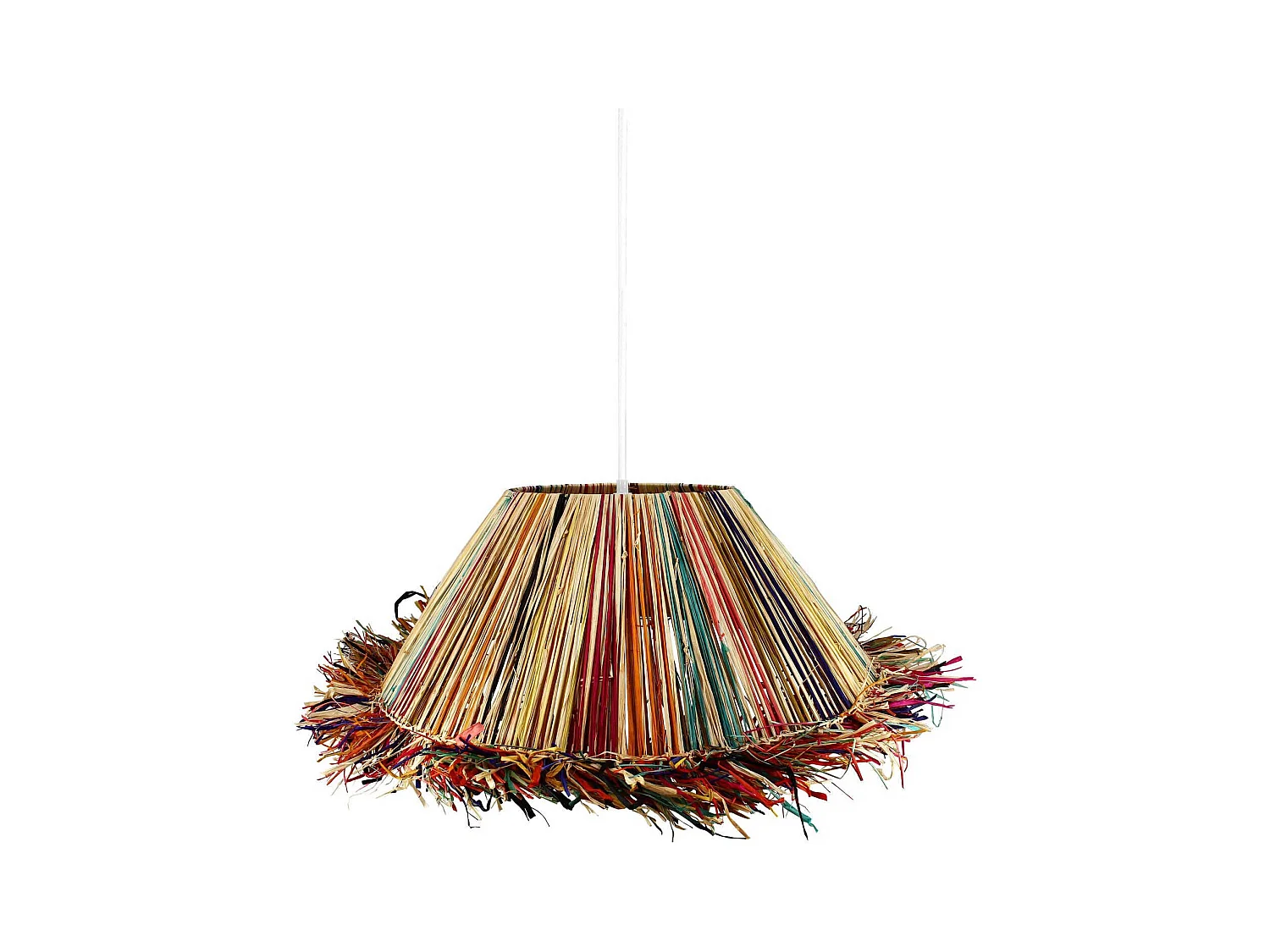 Now's Home - Suspension En Raphia Naturel Colore Avec Franges D60xh20cm Jolo