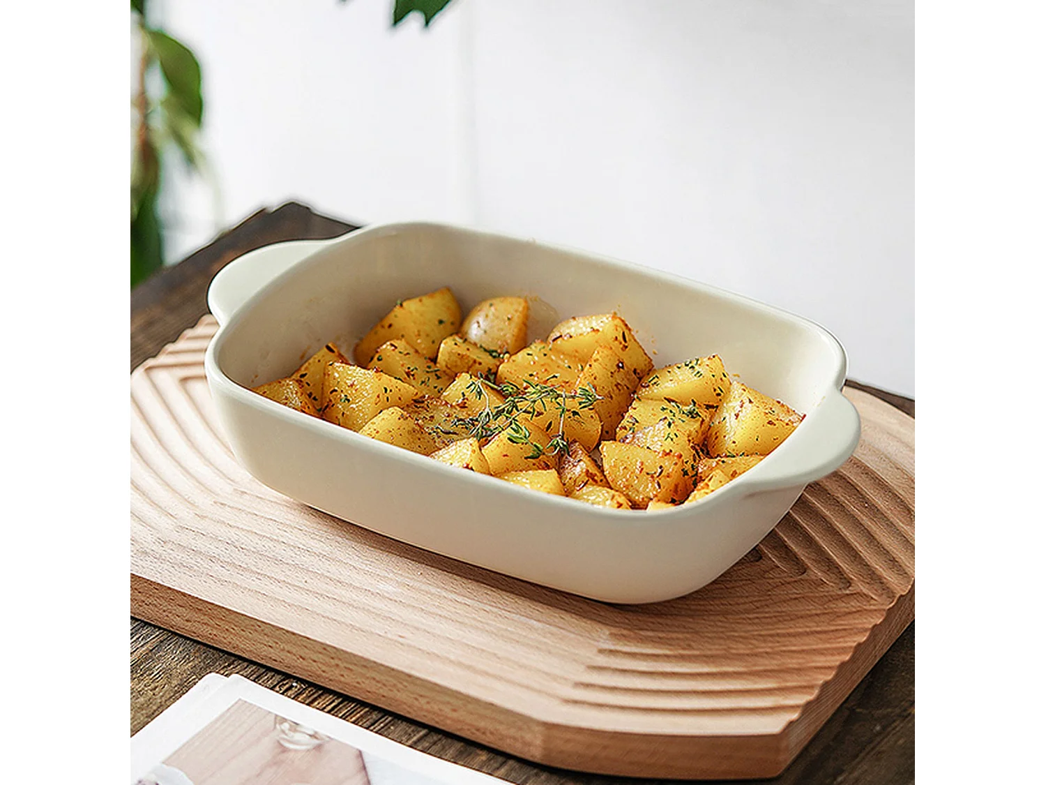 Menastyl - Plat A Four Octave Rectangle 22x13.5cm 500ml En Gres Beige