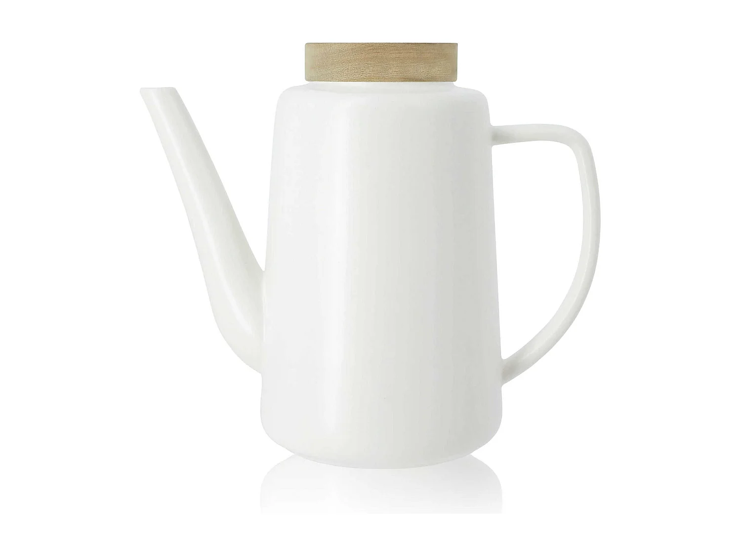 Ogo Living - Theiere Enzo 1200ml En Porcelaine Blanche Et Couvercle Acacia