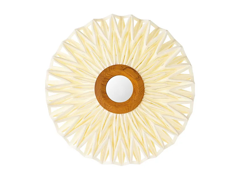 Now's Home - Applique En Lin Blanc Casse Miroir Au Milieu Dia40cm Matahari