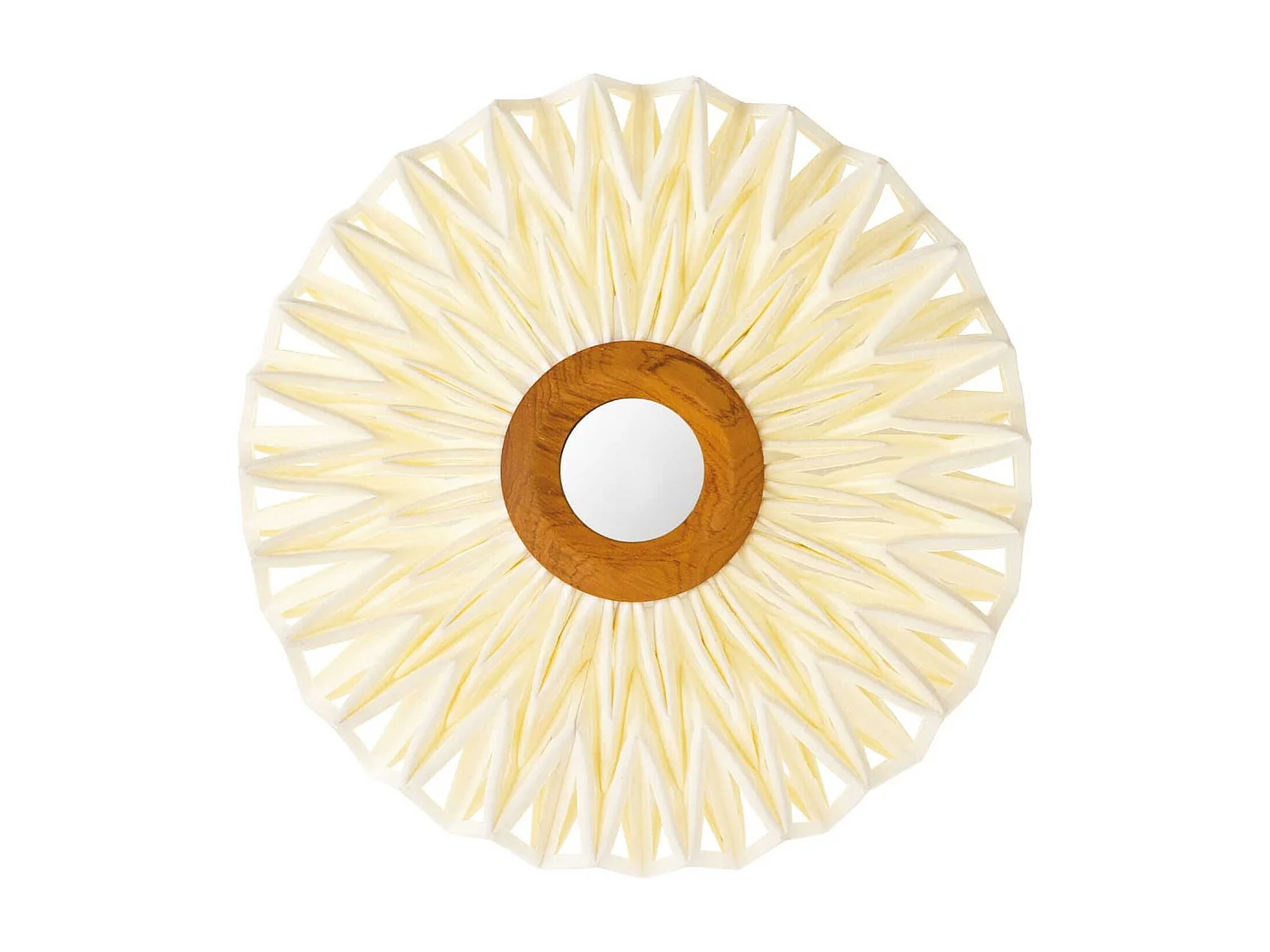 Now's Home - Applique En Lin Blanc Casse Miroir Au Milieu Dia40cm Matahari