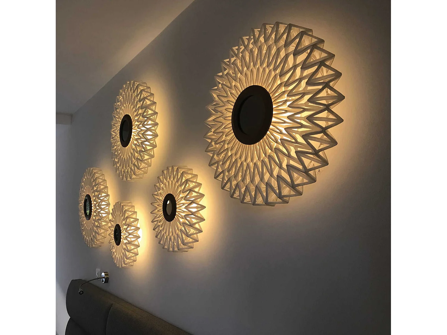 Now's Home - Applique En Lin Blanc Casse Miroir Au Milieu Dia40cm Matahari